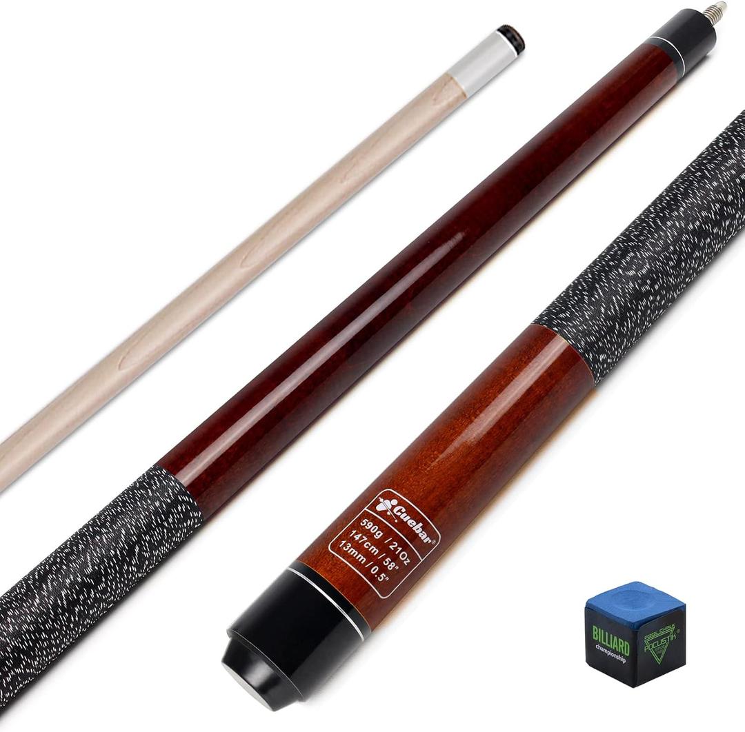 Pool Cues, 58 Inch 2-Piece Pool Sticks for Adults, House Bar Billiards Table Sticks 18 19 20 21 oz, Hardwood Billiard Cue in Purple Blue Green Orange Red Brown Selectable (Brown-21Oz)