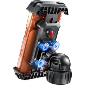 LOXP Anti-Shake Motorcycle Phone Mount - 2026 Dual Vibration Dampener, Universal Bike Phone Holder for iPhone 17/16/15/14/13 Series & Android 4.7-7”, Handlebar Mount for Bicycle/Motorbike/Scooter