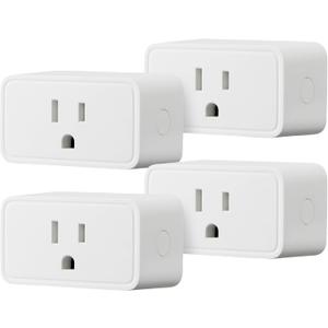 Amazon Basics Smart Plug, Works with Alexa Only, Voice Control, Remote APP Control, Schedule, Compact Design, Versatile, 2.4 GHz Wi-Fi, No Hub Required, 4-Pack, White
