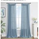 Blue Linen Pleated Curtains 108 Inch Long for Living Room Bedroom 2 Panel Light Filtering Privacy Semi Sheer Window Curtain Modern Farmhouse Coastal Decor Back Tab Clip Rings Drape for Large Window