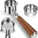 51mm Bottomless Portafilter 3 Ears Compatible with De-longhi La Specialista Coffee Espresso Machine EC9335 9155 9355 9665,100% Stainless Steel Filter Basket and Walnut Handle