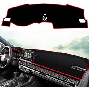 Dashboard Cover Dash Cover Mat Pad Carpet Custom Fit for Honda Civic 11th Gen 2022 2023 2024 2025 Accessories Anti-Skid Center Console Protector Cover Mat(Red Edge)
