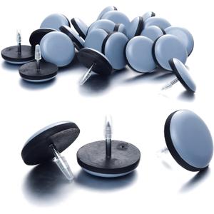 1" Nail on Furniture Sliders (24 Pack) - Furnigear Heavy Duty PTFE (Teflon) Chair Sliders Glides Wooden Furniture Movers Move Your Furniture Easily & Safety - Best Chair Leg Floor Protectors (Grayish Blue)