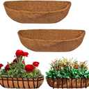 EROCK 2PCS Coco Liner Trough Coco Liner for Planters, 336 inch Half Moon Shape Trough Coco Coir Coconut Fiber Replacement Liner for Window Box, Wall Trough Planter (36inch-2pcs)