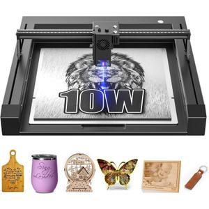 IWECOLOR Laser Engraver Machine 10W Output Power, 72W DIY Laser Engraving Machine 0.06mm High Precision Laser Cutter and Engraver for Wood and Metal, Paper, Acrylic, Glass, Leather etc, 14.9" x 14.9"