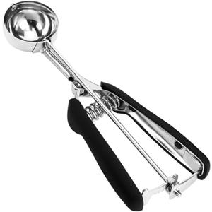 Ice Cream Scoop, 18/8 Stainless Steel Cookie Scoop, Cookie Scoops for Baking, 2 Tbsp/ 30 ml/ 1 oz Cookie Dough Scoop, Ice Cream Scooper with Trigger Release, Cookie Scooper for Baking (Black)