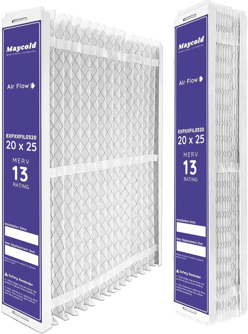 Compatible for Carrier & Bryant EXPXXFIL0320 Air Filter Replacement EXPXXFIL0020 20x25x5 (2-Pack), MERV 13, Foldable Media