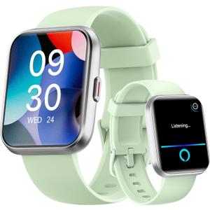 Fitpolo Smart Watches for Men/Women, 1.8'' Alexa Built-in Fitness Tracker Watch with Bluetooth Calls, IP68 Waterproof, Heart Rate/Sleep/SpO2/Stress Monitor, 110 Sport Modes for Android & iPhone (Green)