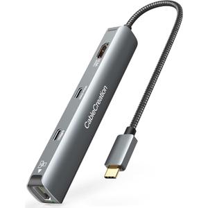 CableCreation 6-in-1 USB-C Hub/Multiport Adapter with 4K 60HZ HDMI, USB C Data Port, 1Gbps Ethernet, 100W Power Delivery, 2 USB 3.0 Port, for MacBook Pro Air M1, iPad Pro Air 2022-2018, XPS