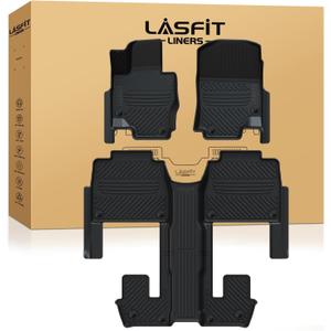 LASFIT Floor Mats Fit for Mercedes Benz GLS 450/580 / 63 AMG 2026 2025 2024 2023 2022 2021 2020 (Only Fit 6 Seats), All Weather TPE Floor Liners for Mercedes GLS 2020-2026, 1st & 2nd & 3rd Row Set