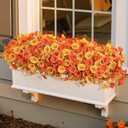 Alupssuc 20 Bundles Artificial Fall Flowers for Outdoors Decoration, UV Resistant Silk Colorful Morning Glory Realistic Faux Flowers Plants for Planter Porch Patio Yard Balcony, Fall Yellow&Orange