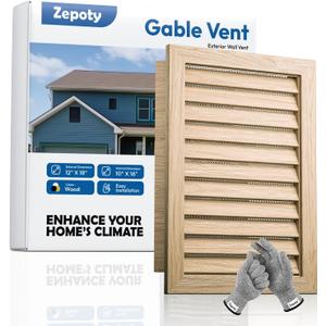 12" x 18" Wood Gable Vent with Metal Screen – Paintable Finish, Rust-Proof Mesh for Attics, Garages & Sheds, Vent Opening: 10" x 16"