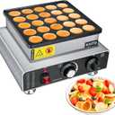 KHTD Mini Pancake Maker Machine, 25PCS Electric Nonstick Dutch Pancake Maker, 1.6 Inches Commercial Muffin Maker with Thermostat & Timer Control for Home Restaurant Snacks (12.8"D x 11.5"W x 7.6"H)