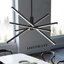 Black LED Chandelier for Dining Room, 27.76in Dimmable 4-Lights Modern Ceiling Pendant Light Fixture for Kitchen Living Room Entry Foyer 3000K/4000K/5000K 24W