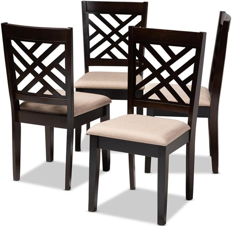 Baxton Studio Caron Contemporary Fabric Dining Chair, Sand Brown and Espresso, 4/Pack (153-4P-9401-HiT)