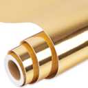 Prime Vinyl Permanent Vinyl, Chrome Gold Vinyl Compatible with Cutting Machine - 12" x 10 FT Metallic Adhesive Roll for Cup, Decor Sticker, Home Decal