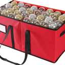 Sattiyrch Christmas Ornament Storage Box,Box Contributes Slots for 128 Holiday Ornaments 3-Inch (128 pcs-3in without Trays, Red)