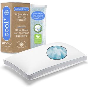 Coop Home Goods Cool+ Adjustable Pillow, Queen Size Plus Shaped Memory Foam Pillows with Cooling Gel, Back, Stomach or Side Sleeper, Neck Support for Sleeping, CertiPUR-US/GREENGUARD Gold (Standard)