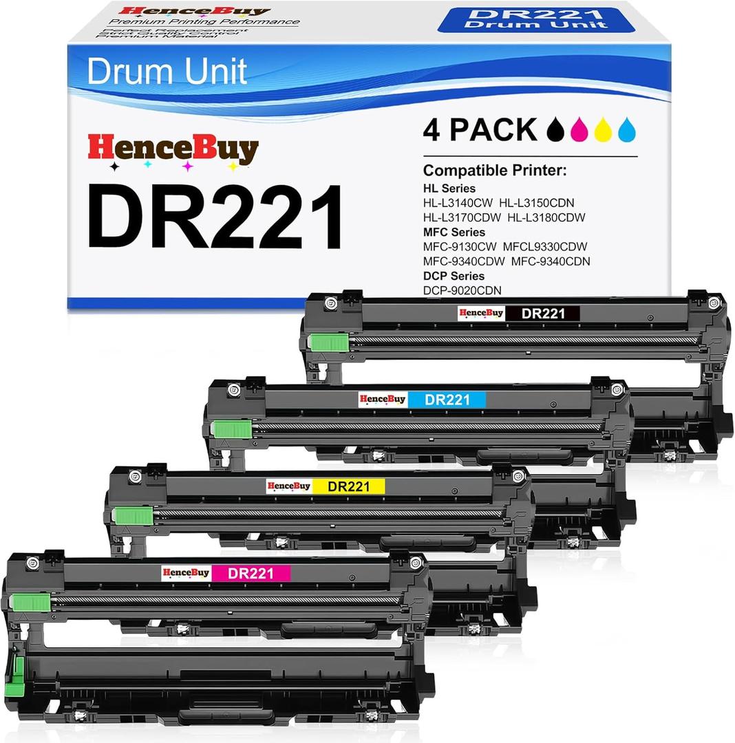 DR221CL Drum Unit (Not Toner) 4-Pack Replacement for Brother DR221CL DR-221CL DR221 DR 221 CL for HL-3140CW HL-3170CDW HL-3180CDW MFC-9130CW MFC-9330CDW MFC-9340CDW DCP-9020CDN Printer