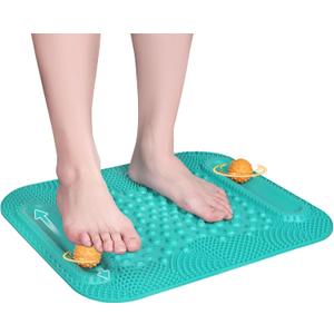 Atsuwell Acupressure Foot Massage Mat, 5-Zone Reflexology Mat with Dual Massage Ball Tracks, Portable Foot Pressure Point Pad for Stress Relief, Arch & Heel Pain, Home & Gym Use, 20.1'' x 17 ''