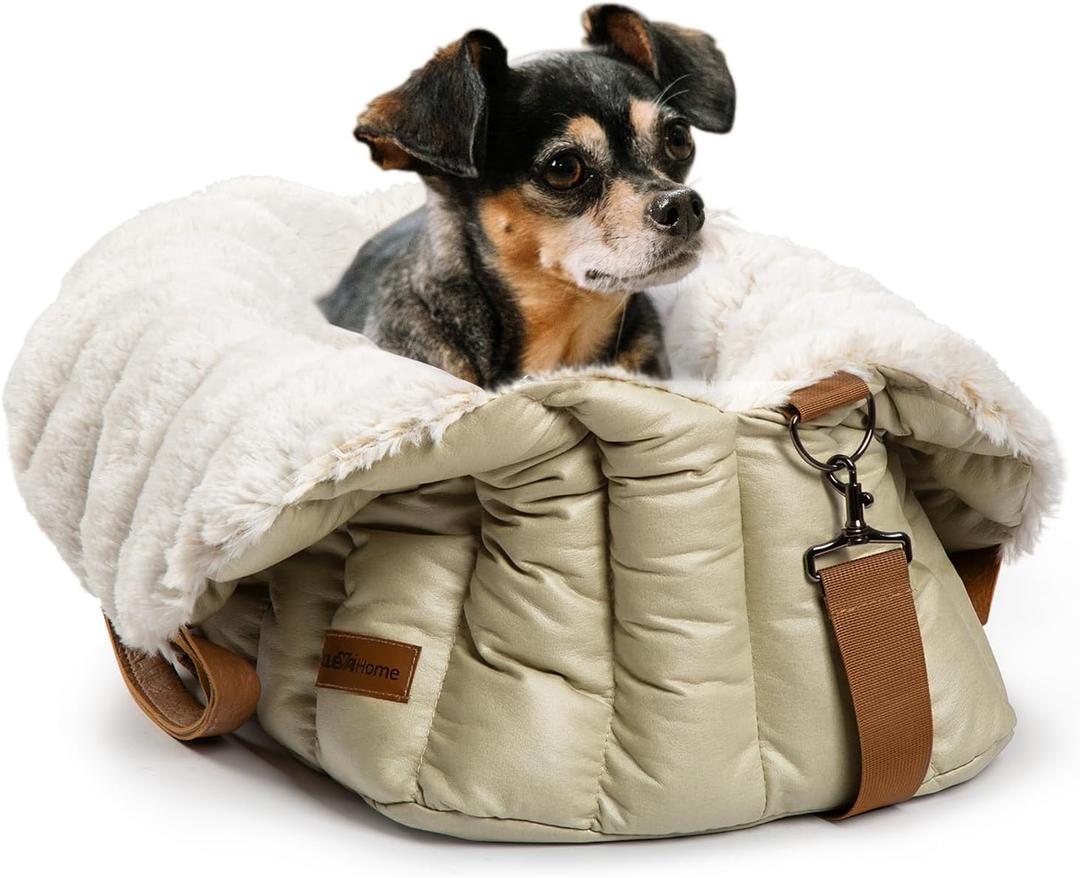 ClevaHome Small Dog Car Seat, Cozy Fleece Dog Carriers for Small Dogs For Dogs Up to 10 lbs, Dog Travel Carrier & Pet Bed, Stylish Pet Travel Tote for Indoor and Outdoor Use, 19.7"L x 11.8"W x 13.8"H