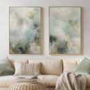 Framed Sage Green Abstract 2 Piece Wall Art for living room, 24x36 Inch, 24" W x 36" H x 2Pcs