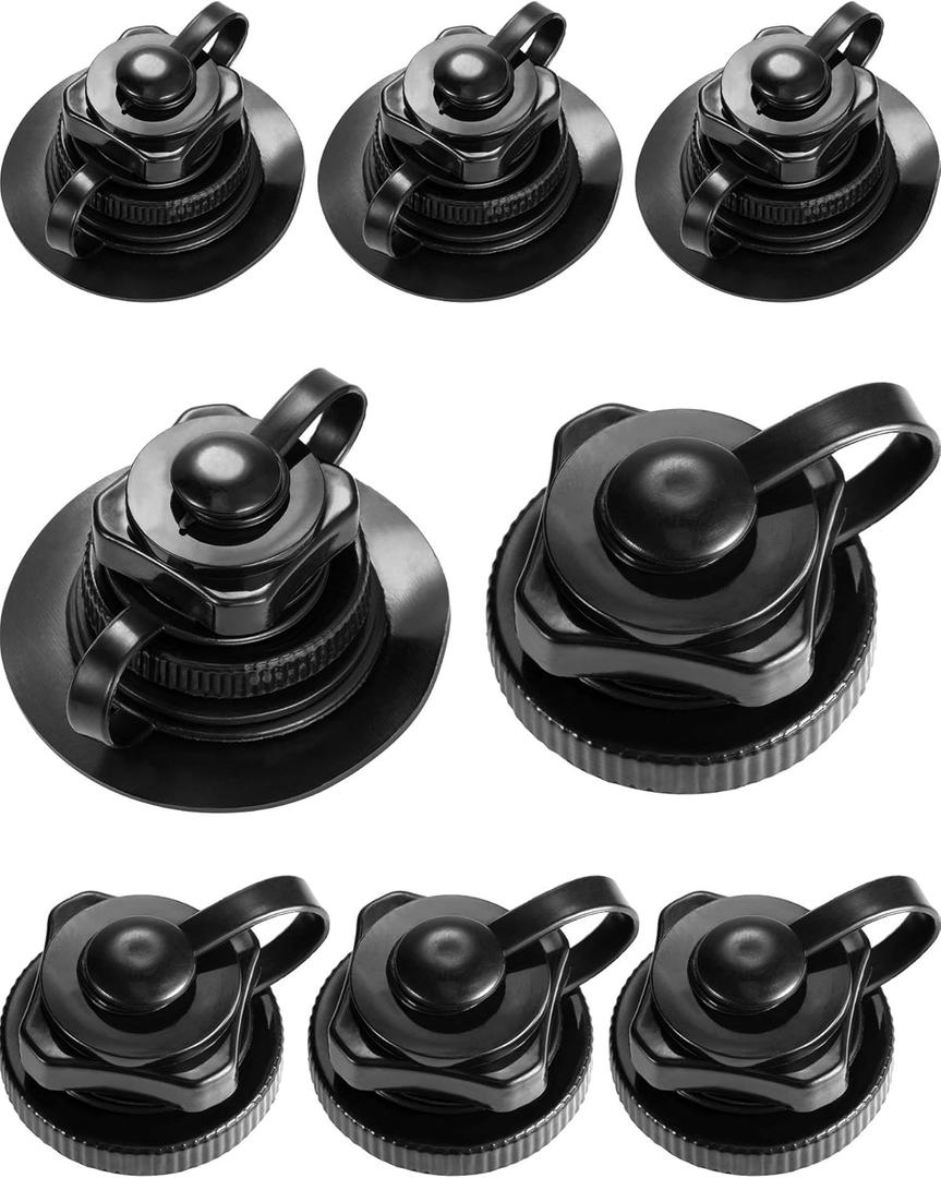 Zhanmai 8 Pieces Boston Valve Replacement Inflatable Boat Air Valve Screw Boston for Rubber Dinghy Raft Kayak Pool Boat Airbeds, Black