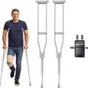 Aluminum Crutches for Adults & Seniors, Adjustable Crutches for Walking, Comfortable Lightweight Crutch with Underarm Pad & Crutch Bag & Hand Grip, 300 LB Weight Capacity, Fitting 5'8"-6'6", 1 Pair