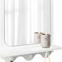 Snazzify 16x12 Inch WallMounted Mirror with Shelf and Hooks, White Decorative Entryway Mirror with Storage for Hallway, Bathroom, or Bedroom  4in Shelf Width, Black