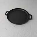 Bruntmor 12-Inch Pre-Seasoned Cast Iron Skillet Pizza Pan - Heavy-Duty Cast Iron Frying Pan with Dual Handles - Oven Safe Griddle for Stove, Campfire, and Outdoor Cooking (Round, Black)