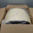 HIGOGOGO Round Stuffed Pouf Ottoman, Pu Leather Poufs with Foam Chunk Filling, Furry and Fluffy Pouf Foot Stool Storage Ottoman, 20 X 15 Floor Poufs Foot Rest for Living Room, Beige