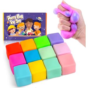 YAKHAN 12PCS Color-Changing Stress Cube - Soft, Squeezeable Stress Relief Balls for Relaxation, Ages, Ideal for Parties, Home, Classroom, and Office Use, Slow-Rebound Design, Portable, Small