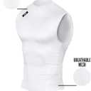 Nxtrnd Men's Turtleneck Compression Tank Top, Sleeveless Mock Neck (White, S)