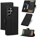 Wallet Case for Galaxy S25 Ultra with RFID Blocking, Leather Case Book Folding Flip Case with Kickstand Card Holders Slots Protective Cover for Samsung Galaxy S25 Ultra 6.9 Inch, Black