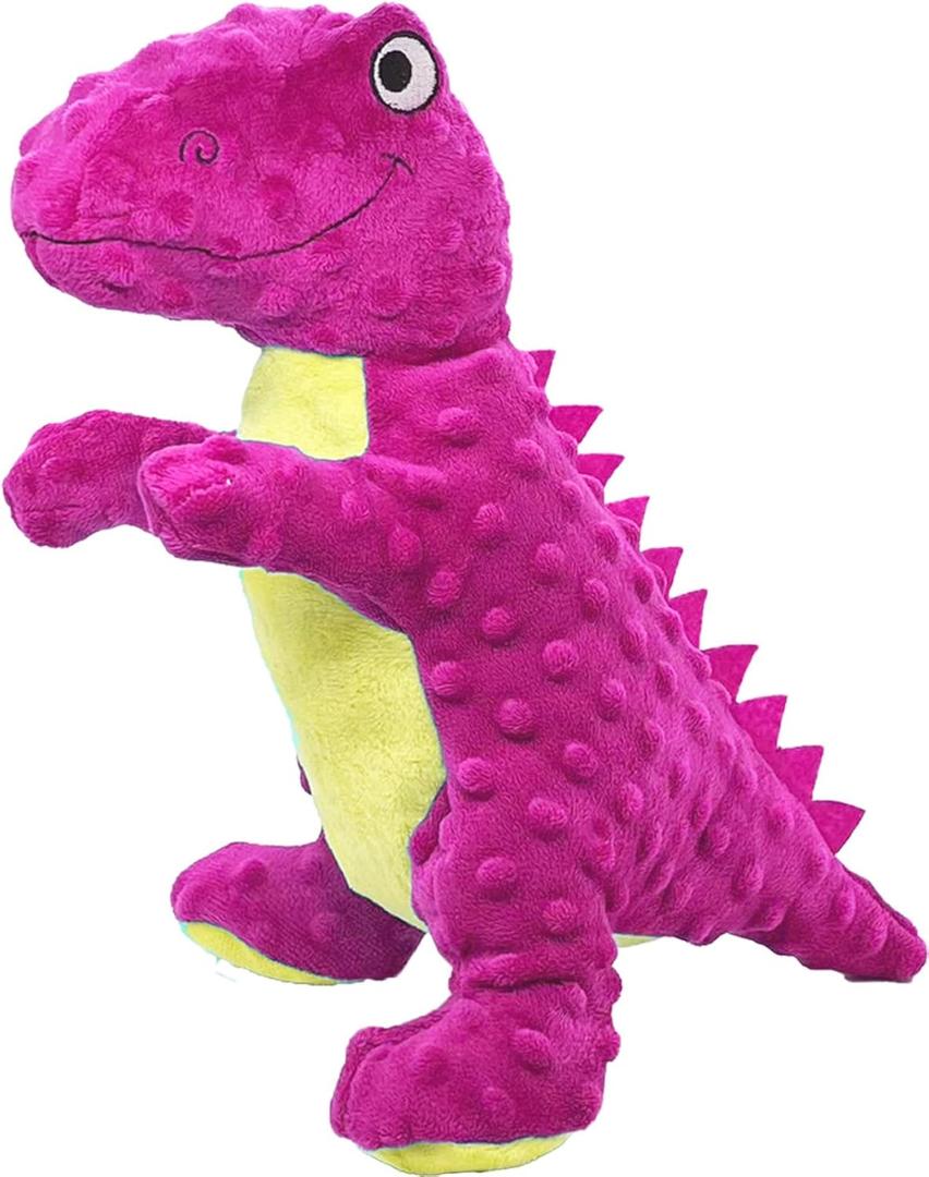 No Stuffing Dog Toys for Aggressive Chewers, Squeaky Wrinkled Toys, Durable Dog Chew Toys, Soft and Tough Plush Toys, Suitable for All Breeds of Dogs. (Dinosaur (Red)), 12"L x 8.5"W x 6"H