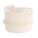 CherryNow Small Woven Storage Baskets, 9.5'' x 7'' inches Cotton Rope Decorative Hamper for Diaper, Blankets, Magazine and Keys, Cute Tassel Nursery Decor - Home Storage Container, Off-white