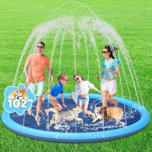 Splash Pad for Kids and Dog, YSJILIDE Non-Slip Large Sprinkler Splash Play Mat, 102" Sprinkler Pool for Outside Backyard Dog Pool (Blue) Splash Pad for Kids and Dog, YSJILIDE Non-Slip Large Sprinkler Splash Play Mat, 102" Sprinkler Pool for Outside Backyard Dog Pool (Blue)