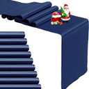 10-Pack Navy Blue Satin Table Runner 12 x 108 Inch Long Bright and Smooth Silk Fabric Table Runner for Wedding Banquet Birthday Party Decoration