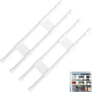 RVGUARD Double RV Refrigerator Bar Adjustable Fridge Tension Rod Holds Food and Drinks in Place Extends Between 16" and 28" for Camper Refrigerator, Kitchen, Cupboard, Bookshelf2Sets