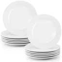 PIEMEET 12 Pcs Porcelain Dessert Plates, 6 Inch White Appetizer Plates, Ceramic Salad Plate Set, Small White Plate for Appetizers Snack Cake Bread, Microwave Oven and Dishwasher Safe