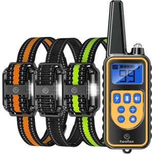 Dog Shock Collar with Remote, Dog Training Electric Collar, Waterproof Rechargeable, 1640ft Dog Shock Collar with LED Light, Beep, Vibration, Shock for Medium/Large 3 Electronic Collars Dogs
