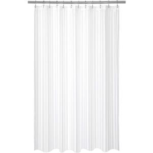 Barossa Design Waterproof Fabric Shower Curtain or Liner Standard Size, Satin Damask Striped, Machine Washable, Hotel Quality, 72x72 Inches (White)