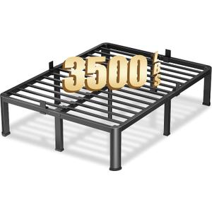 VIPSHOW 14 Inch Full Heavy Duty 3500 lbs Bed Frame with Round-Corner Legs & Anti-Squeak Design – Quick Assembly Metal Platform, No Box Spring Needed