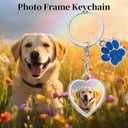 Rainbow Bridge Pet Memorial Gifts for Dogs Cats, Loss of Dog Sympathy Gift with Paw Prints Photo Frame Key Chain & Sympathy Card for Pets Lovers(Keychain with Blue Paw)
