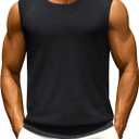 Cotrasen Mens Casual Tank Tops Ribbed Knit Sleeveless Shirt Lightweight Tee Summer Muscle T-Shirts (Black)