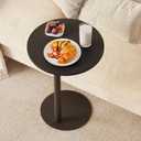 C Shaped End Table, Round Side Table, Small Drink Tv Tray Table for Small Spaces,Modern Accent Nightstand with Metal Leg for Living Room, Bedroom, Corners, and Office(Black)
