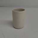 Beige Speckled Ceramic Toothbrush Holder, Rippled Cylinder Tumbler for Bathroom Countertop, Makeup Brush Holder, Pen Organizer, Multipurpose Bathroom Accessory