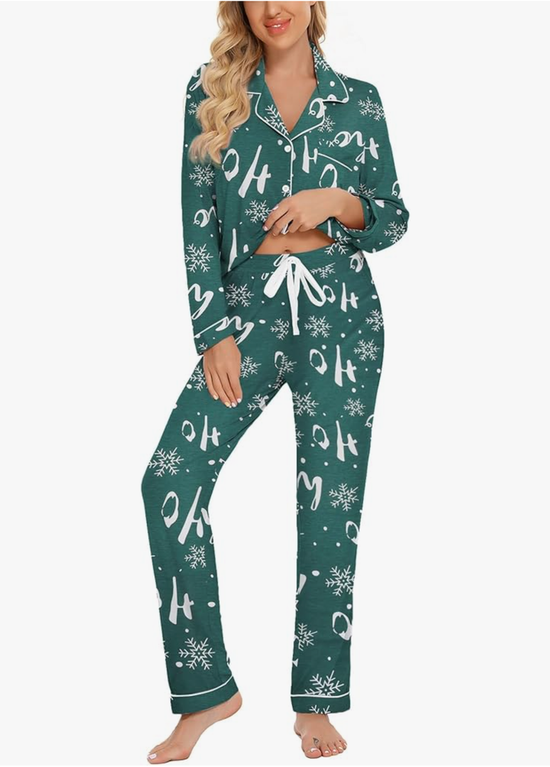 Leikar Button Up Pajama Set For Women Long Sleeve Shirt And Pajama Pants Soft Pjs Lounge Sets, Size 130 