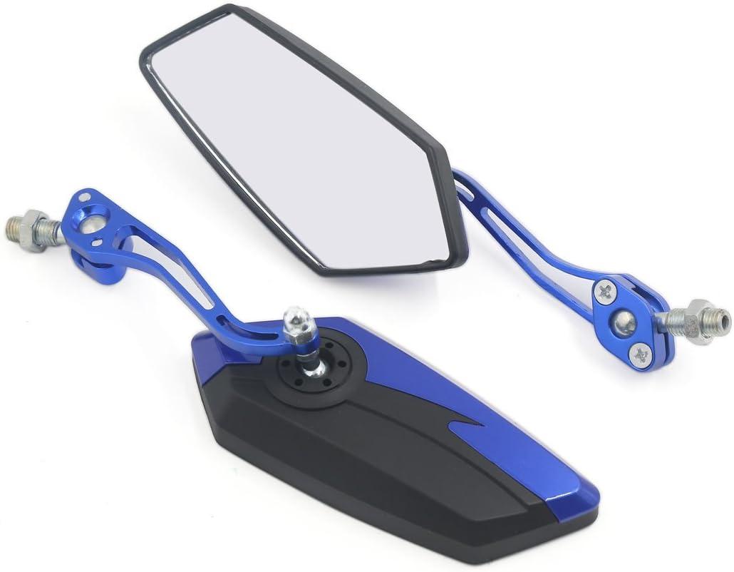 uxcell Pair 10mm Rotatable Motorcycle Bike Universal Mirror Blue Black
