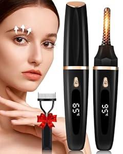 Heated Eyelash Curlers - Eye Lash Curler Heat with Eyelash Comb - Electric Eyelash Curler - LED Display 3 Temp Settings USB Charge Natural Curling 24H for Women Makeup Tool Gifts